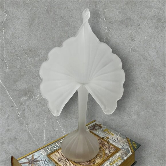 1950s Stelvia Frosted Clear Glass Jack In The Pulpit Ribbed Vase Italy 14" - Picture 2 of 4